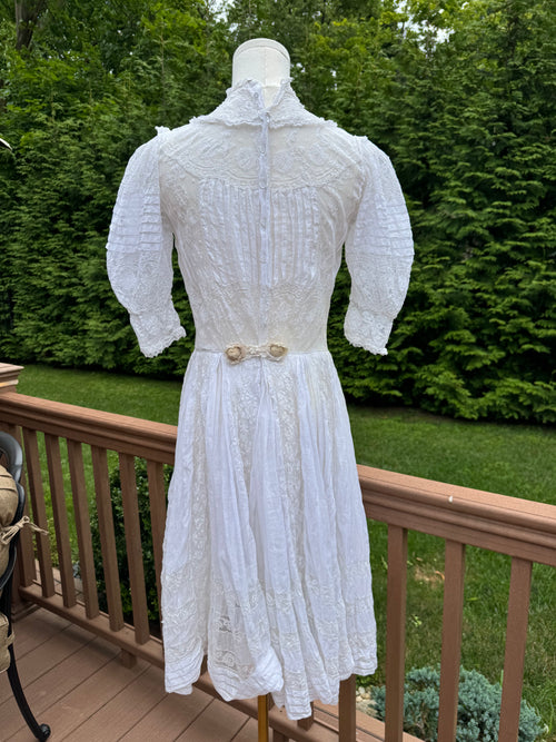 1910s white cotton tea dress