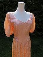 1980s handmade peach tea length gown