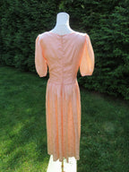 1980s handmade peach tea length gown