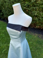 1990s rare Scott McClintock blue and black satin formal dress