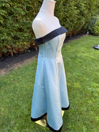 1990s rare Scott McClintock blue and black satin formal dress