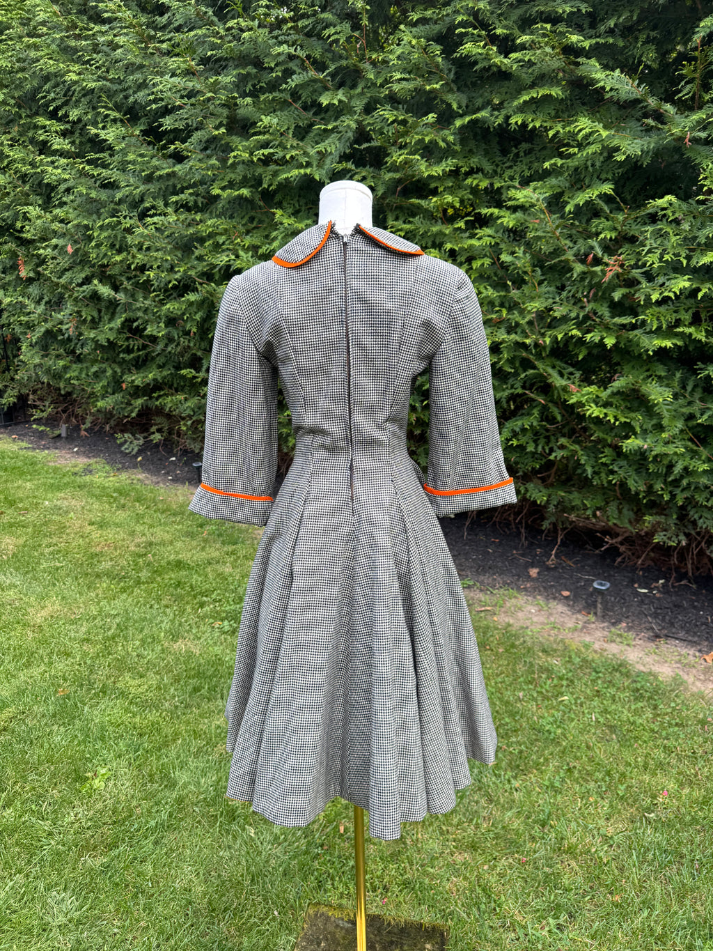 1950s handmade houndstooth fit and flare dress
