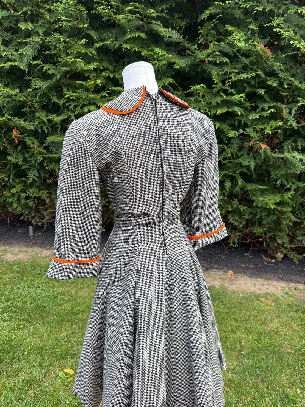 1950s handmade houndstooth fit and flare dress
