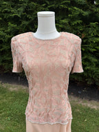 1990s Adrianna Pappell beaded pink evening dress
