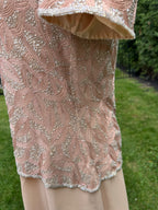 1990s Adrianna Pappell beaded pink evening dress
