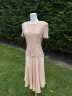 1990s Adrianna Pappell beaded pink evening dress