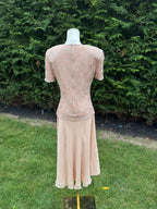 1990s Adrianna Pappell beaded pink evening dress