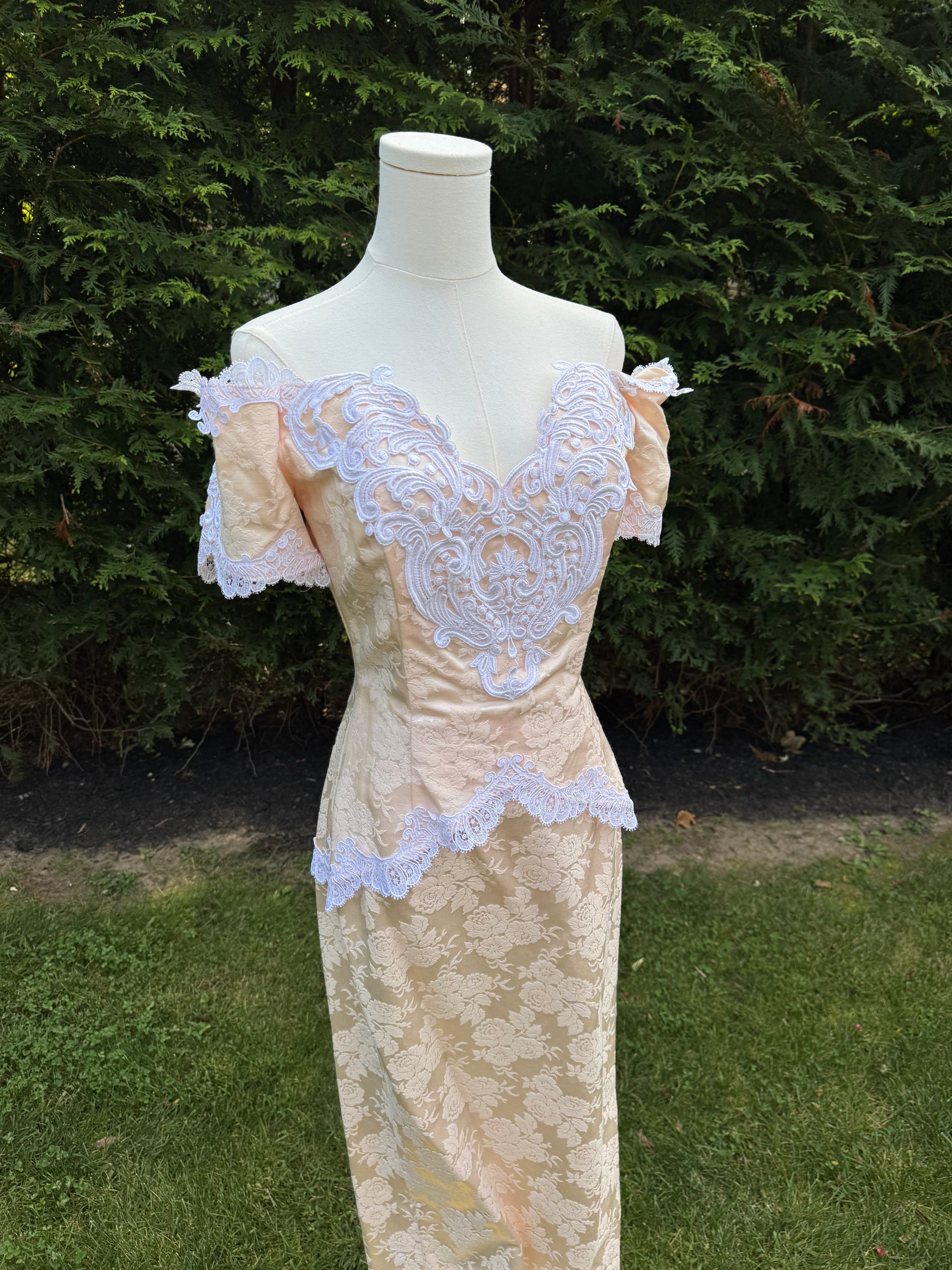 1980s Scott McClintock pink formal dress