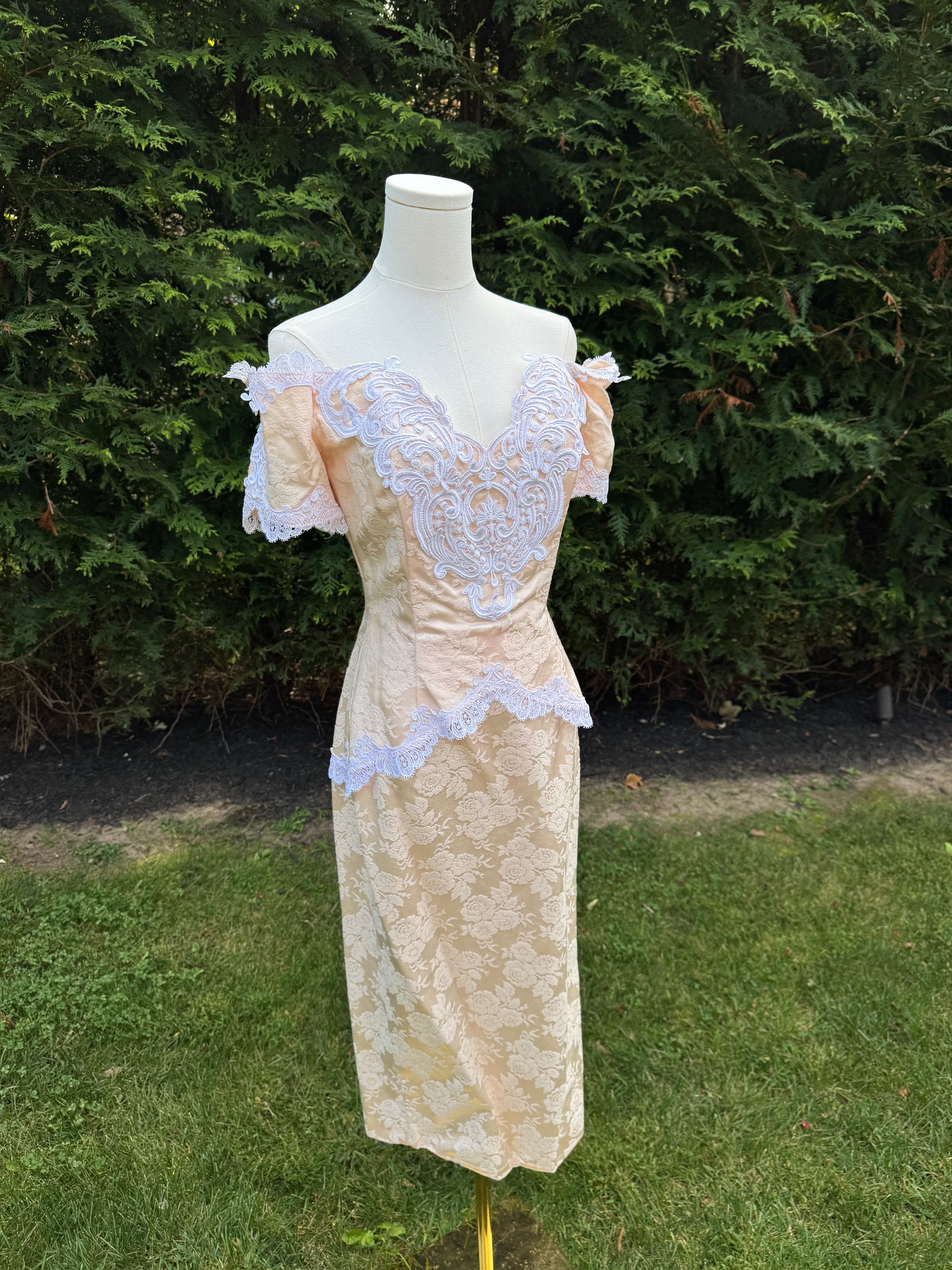 1980s Scott McClintock pink formal dress