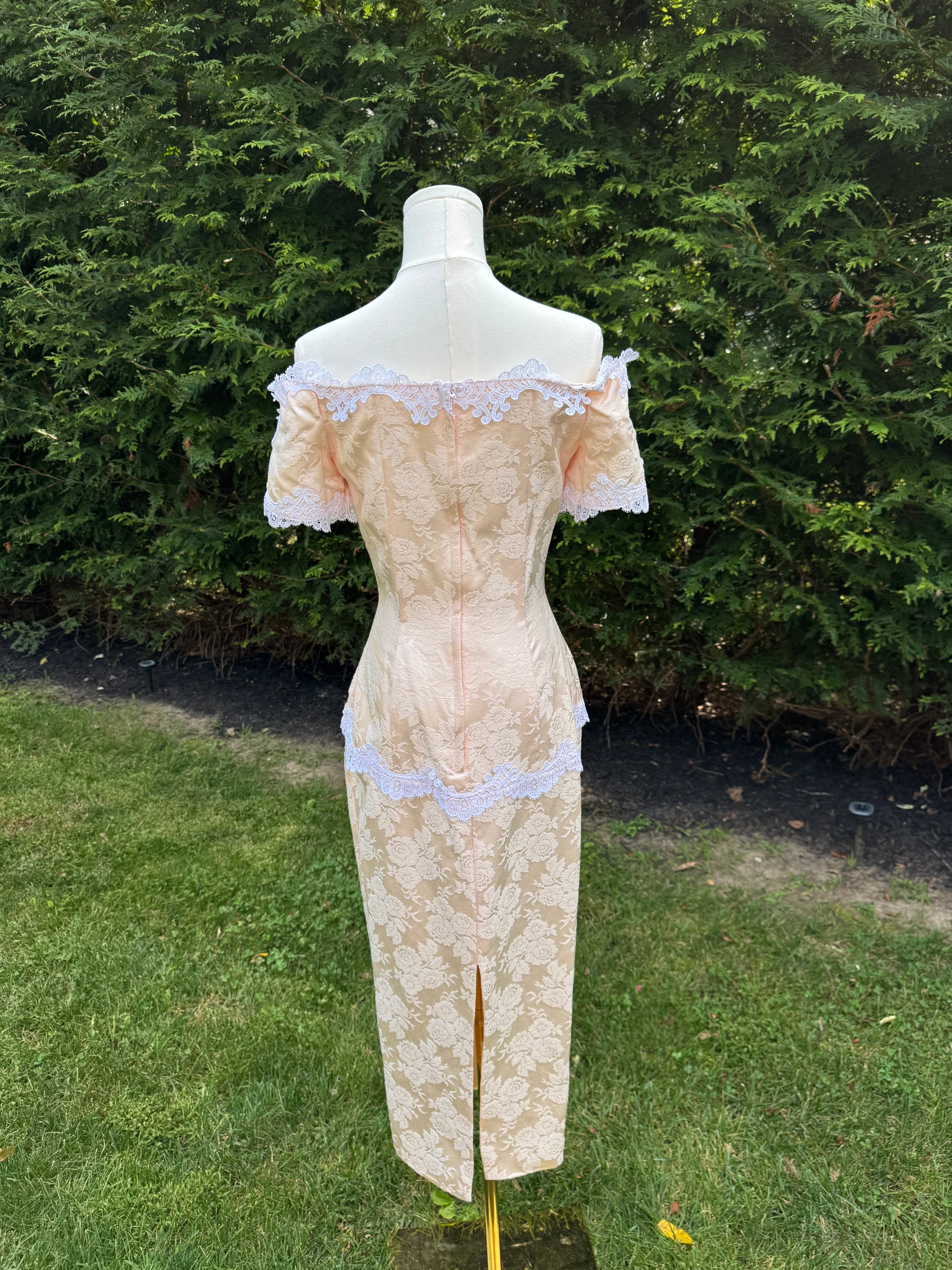 1980s Scott McClintock pink formal dress
