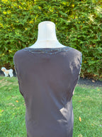 1990s 100% silk bias cut black midi with bow sequin design