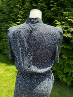 1980s Karin Stevens Petite navy and white mini dress