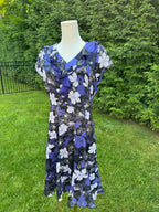 1990s Pierre Cardin Paris black floral midi dress