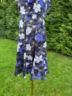 1990s Pierre Cardin Paris black floral midi dress